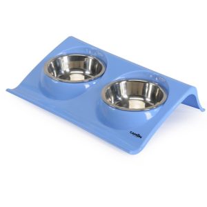 C019 Plastični pladanj s dvije metalne posude posude