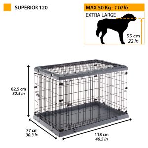 Ferplast Superior 120 sklopivi žičani kavez za pse 118x77x82.5 cm crni