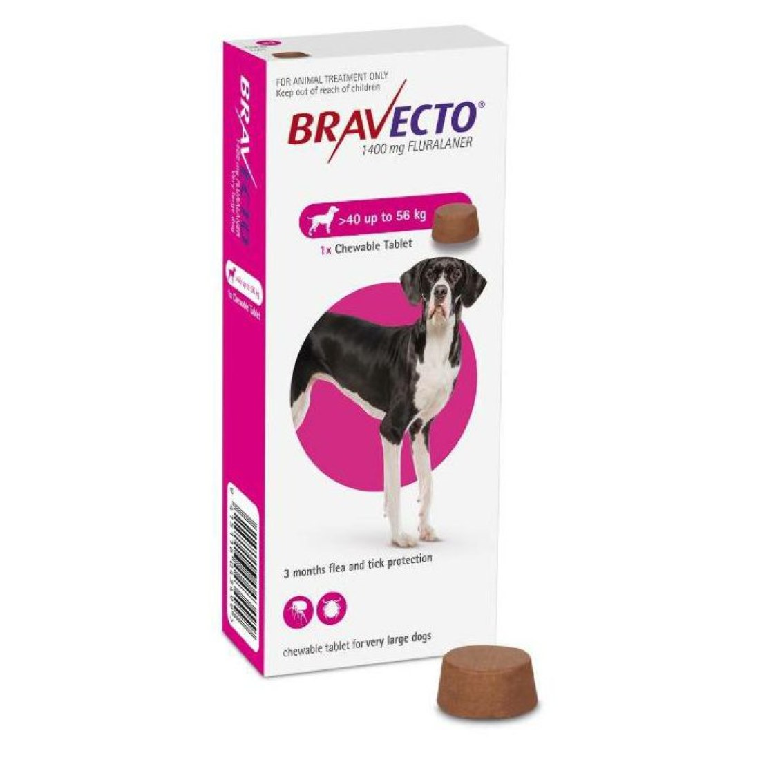 Bravecto zaštita za pse težine 40-56kg – 1 tableta za žvakanje 1 Bravecto zaštita za pse težine 40-56kg – 1 tableta za žvakanje