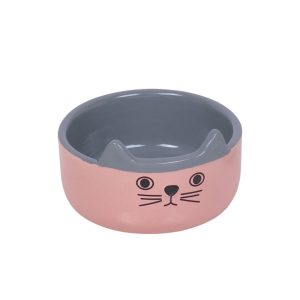 Nobby Cat Face keramička posuda za mace 13×4 cm 160 ml pink/siva