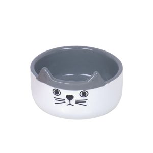 Nobby Cat Face keramička posuda za mace 13×4 cm 160 ml bijelo/siva