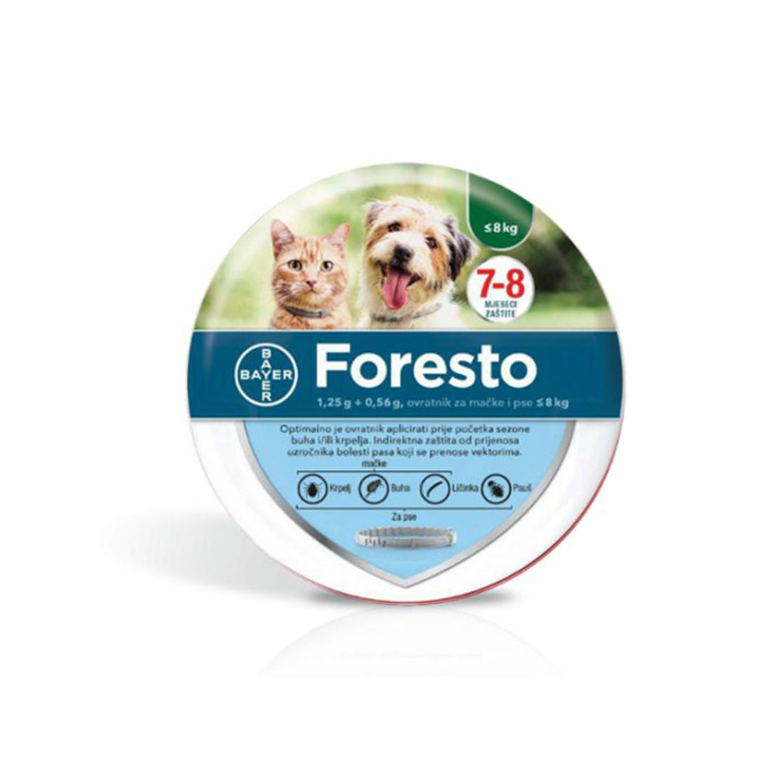 Bayer Foresto ogrlica protiv buha i krpelja za pse i mačke do 8 kg – 38cm 1 Bayer Foresto ogrlica protiv buha i krpelja za pse i mačke do 8 kg – 38cm